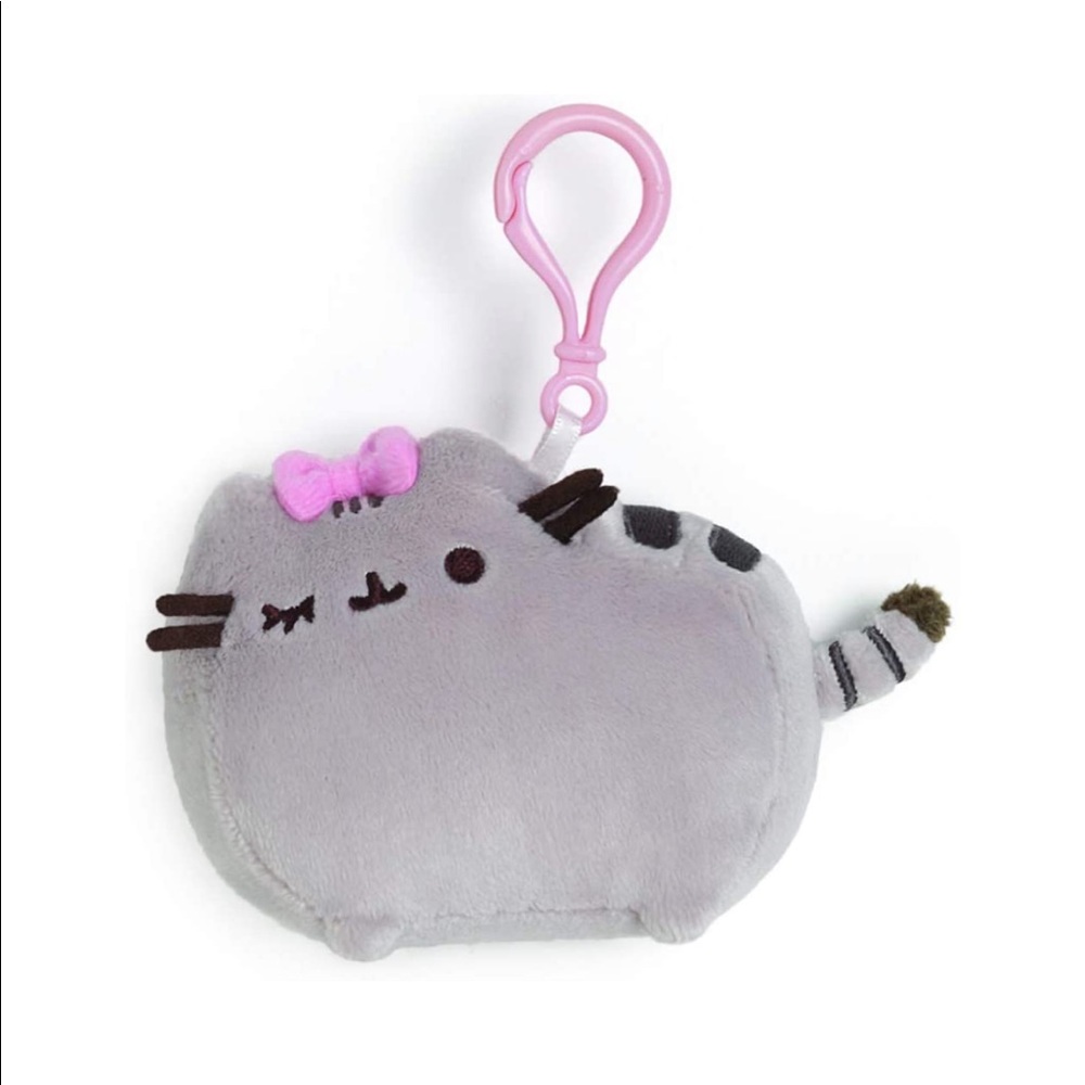 GUND Pusheen The Cat: Winking Bow Clip-On Backpack Plush & Patch